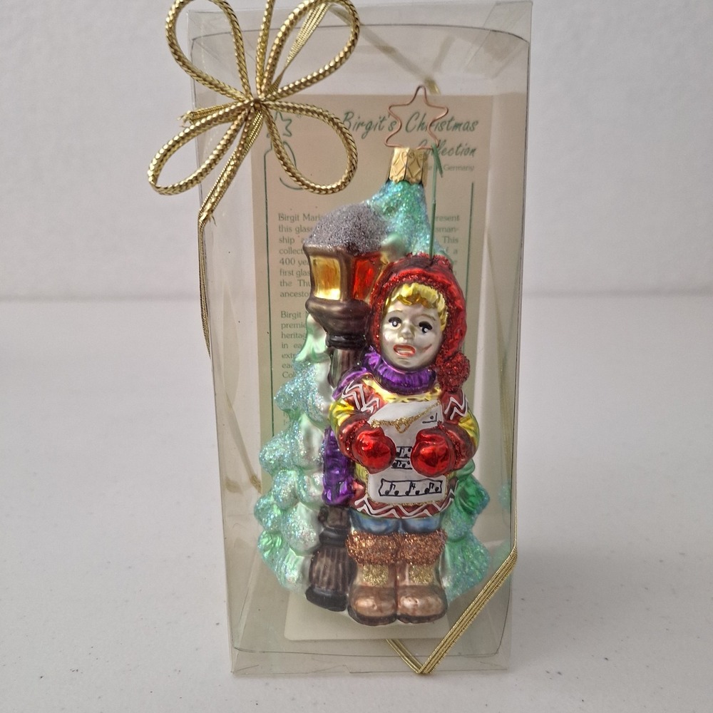 RARE Inge Glass Birgit's‎ Collection "Girl Caroling" Christmas Ornament RARE